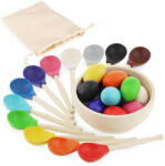 ULANIK Set educațional Ulanik Montessori jucărie din lemn "Ouă și lingurițe