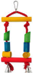 BIRD JEWEL Jucărie Bird Jewel leagăn din lemn cu frânghie, colorat 25cm