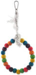 BIRD JEWEL Jucărie Bird Jewel leagăn din lemn cu frânghie colorată, cerc 15 cm