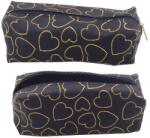 Lean Egyrekeszes Iskolai Irodai Tolltartó Arany Szívek Fekete 20×8 Cm - 21903 (21903) (21903)