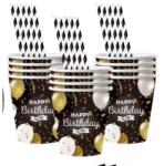 QX Pahare din carton cu model de balon pentru ziua de naștere - set de 10 bucăți (364344)