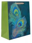 QX Pungă cadou cu model de pene de păun - 18 x 23 cm (370730)