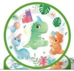 QX Farfurii din carton cu model de Dinozaur - set de 10 bucăți (364366)