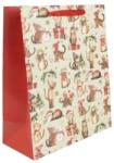 QX Pungă de cadou cu model de pisici cu șapcă de Moș Crăciun - 26 x 32 cm (370890)
