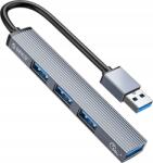 ORICO USB3.0 Hub - AH-A13-GY (4 port, Bemenet: USB-A, Kimenet: 1xUSB-A3.0+3xUSB-A2.0, szürke) (AH-A13-GY-EP-HW) (AH-A13-GY-EP-HW)