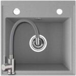 Laveo SRP_510T+SAP4-F090GY - LAVEO RINA 440X440 egymedencés gránit mosogató dugókiemelővel szürke + ZEGOR csaptelep szürke (SRP_510T+SAP4-F090GY)