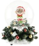  Hógömb karácsonyfán ülő manóval poly, üveg 8, 7x7, 5cm színes (JH6784B)