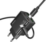 hoco. USB A + USB C QC3.0 PD 3A 20W Telefon Töltő + USB C - Lightning Kábel N52 Fekete