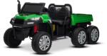 Beneo Tractor electric de fermă RIDER 6X6 24V cu tracțiune integrală 4X 200W, cu două locuri, verde, baterie litiu, roți EVA, scaun dublu din imitație de piele, axe cu suspensii, telecomandă 2.4 GHz, player