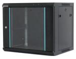 Dateup Rack 6U 600x600, montare pe perete, usa din sticla, panouri laterale detasabile si securizate, dezasamblat, culoare negru RAL 9004, DATEUP (MP.6606.9001) - spotted