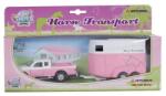  Fém hátrahúzós Pick-up teherautó és lószállító pink (110010289) (520124)