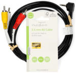 Nedis CVGL22400BK20 audio video kábel, 3.5 mm apa - 3x RCA apa, 2 m, fekete (CVGL22400BK20)