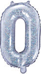 PartyDeco 0-ás szám mini fólia lufi - hologramos 35cm