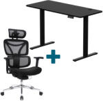 LVN System - Set LVN System Control+ elektromos asztal + Control Pro forgószék szett | Fekete 120x60cm elektromosan állítható magasságú íróasztal + Fekete forgószék