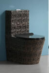  Set vas WC , montare pe podea, Rimless, evacuare laterala, finisaj negru glazurat auriu 68 x 37 x 80 cm T2123CR2 (C1329)