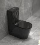  Set vas WC cu capac slim, montare pe podea, rimless, evacuare laterala, negru lucios , 68 x 37 x 80 cm T2126B (C1300)