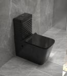  Set vas WC , montare pe podea, rimless, evacuare laterala, Negru lucios , 64 x 36 x 80 cm T2079B (C1291)