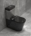  Set vas wc cu capac slim, montare pe podea, rimless, evacuare laterala, negru gri 68 x 37 x 80 cm T2126BS (C1298)