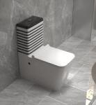  Set vas wc cu capac slim, montare pe podea, rimless, evacuare laterala, alb negru 64 x 36 x 80 T2079WB (C1303)