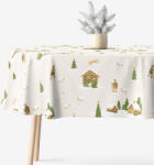 Goldea karácsonyi ovális pamut terítő - karácsonyi dalok 140 x 280 cm