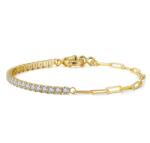 BeSpecial Bratara tennis argint 925 placata cu aur 14K cu zirconiu 18 cm (BRR85)