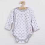 New Baby Body pentru bebeluşi New Baby Classic II, gri, cu steluţe, care se deschid complet, mărime 56 (0-3luni)