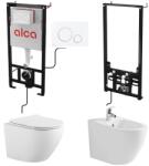 Anahita Construction Set complet vas WC si bideu Eternity Anahita, alb, rimless, capac WC soft close, cadru bideu A105/1120, rezervor incastrat AM101/1120, clapeta M670 (alcaLX1901BID1016)