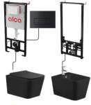 Anahita Construction Set complet vas WC si bideu Recall Anahita, negru mat, rimless, capac WC soft close, cadru bideu A105/1120, rezervor incastrat AM101/1120, clapeta M578 (alcaLX1907MBBID1067MB)