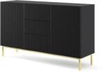 BIM Furniture Комод Ravenna B 150 2D3S фрезован фолиран MDF, черен мат/злато (RAVENNACAB150BLMGF)