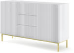 BIM Furniture Комод Ravenna B 150 2D3S фрезован фолиран MDF, бял мат/злато (RAVENNACAB150WHMGF)
