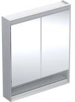 Geberit One tükrös szekrény nyitott polccal és világítással 75x90 cm, két ajtóval, alumínium 505.832. 00.1 (505.832.00.1)
