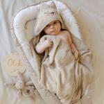 ColorStories Pamut kapucnis fürdőlepedő 85x85cm - cica - cappucino (200386)