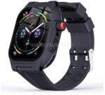 SHELLBOX Apple Watch Series 9 45mm / 8 45mm műanyag keret szilikon szíj, IP68 vízálló + kijelzővédő üveg, SÖTÉTKÉK (GP-143243) (GP-143243)