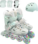 Action Pastel Mint Green Görkorcsolya szett, sisakkal, könyök/térd védő és hordtáskával, állítható, S méret (28-31), zöld (SRTV0471.1)