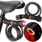 inny Kerékpárzár kombinációval és lámpával, 1, 2 m, 12 mm, 3 világítási mód, többszínű (ND32_L47H)