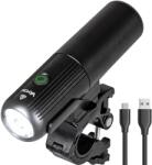 Vayox VA0072 kerékpár fejlámpa, alumínium, XLM1 7W forrás, újratölthető akkumulátor 2600 mAh, akkumulátorjelző, USB-C töltés, vízálló, 450 lumen, fekete (BX11558)
