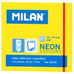 MILAN Öntapadó jegyzettömb 76x76, Neon sárga, MILAN
