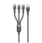 Awei cl-975 adatkábel 3in1, usb - type-c/lightning/microusb, 100w, gyorstöltő, 120cm, fekete (CL-975)