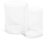 Compactor ecsetekhez és sminkkellékekhez, 2 rekeszes, kerek, átlátszó műanyag (RAN8569)