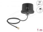 Delock WiFi 7 antenna RP-SMA-dugó 3, 1 - 3, 5 dBi irányítatlan, csatlakozókábellel ULA100 1 m, tetőre szerelhető, kültéri, fekete (81468) (81468)