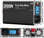  Power Inverter, Pure Sine Wave, LCD kijelző, Távirányító, 2000W, 24V, 220-230V 50Hz