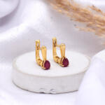  Arannyal Bevont Ezüst Fülbevaló Madagaszkári Rubinnal, XMP091