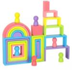 KIK Spolka Szivárvány színű építőjáték fából - 28 db-os