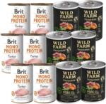 Brit BRIT Mono Protein Pulyka 6x400g + Wild Farm Monoprotein Sertés 6x400g