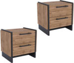 TEMPO KONDELA Éjjeliszekrény, 2 Db-Os Szett, Wotan Tölgy/Fekete, Amoni 2S - fizz