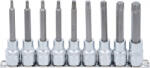 BGS technic Bitfej készlet, 1/2", T-profil (Torx), 9 darabos (5177) (5177)