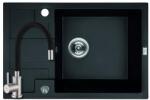 Laveo SRB_713B+SAP4-F090KB - LAVEO Barbados 65 mini csepptálcás gránit mosogató dugókiemelővel 650X440 matt fekete + ZEGOR csaptelep fekete (SRB_713B+SAP4-F090KB)