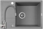 Laveo SRB_513T+SAP4-F090GY - LAVEO Barbados 65 mini csepptálcás gránit mosogató dugókiemelővel 650X440 szürke + ZEGOR csaptelep szürke (SRB_513T+SAP4-F090GY)