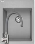 Laveo SRO_510Y+SAP4-F090GY - LAVEO PICO 390X500 egymedencés gránit mosogató szifonnal szürke + ZEGOR csaptelep szürke (SRO_510Y+SAP4-F090GY)