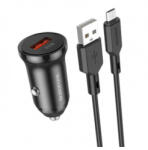 BOROFONE BZ18 autós, szivargyújtós töltő, fekete (18W, 3A, 1 x USB-A + microUSB töltőkábel)
